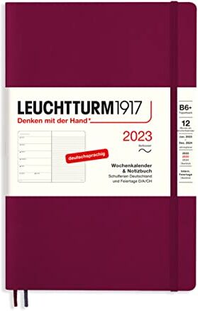 LEUCHTTURM1917 Agenda e taccuino settimanale Paperback (B6+) 2023, 12 mesi, Port Red, tedesco