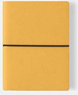 CIAK Notebook Classic con Pagine a Righe, Taccuino Copertina in Finta Pelle Liscia e Chiusura ad Elastico, Fatto a mano, Colore Giallo, Dimensione 12 x 17 cm, Made in Italy