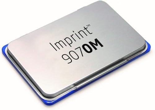 Trodat 9070M Imprint, Cuscinetto imbevuto di Inchiostro di Colore Blu a base acqua, per Timbri Manuali, per Formati Piccoli, Misura 69 x 47 mm, Struttura in Metallo e Plastica