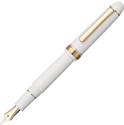 Platinum Penna stilografica giapponese #3776 Century Gold Trim Chenonceau White F/Bianco/0,28 – 0,34 mm/Fatto a mano/penna in oro 14 carati/con confezione regalo/penna stilografica