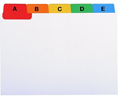 Exacompta Rif  Scheda indice 88 x 105 mm di dimensione, 160 g/m², carta bianca laminata multicolore, 25 etichette alfabetiche, adatto per documenti A7