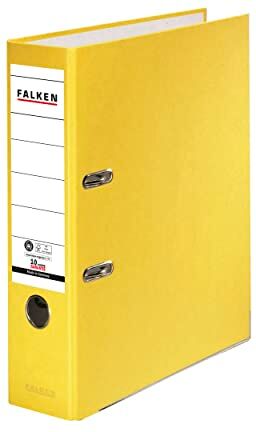 FALKEN Raccoglitore ecologica originale ad anelli, prodotto in Germania, con rivestimento esterno colorato, 5 cm, DIN A4, Certificazione Blauer Engel, neutralità climatica, giallo