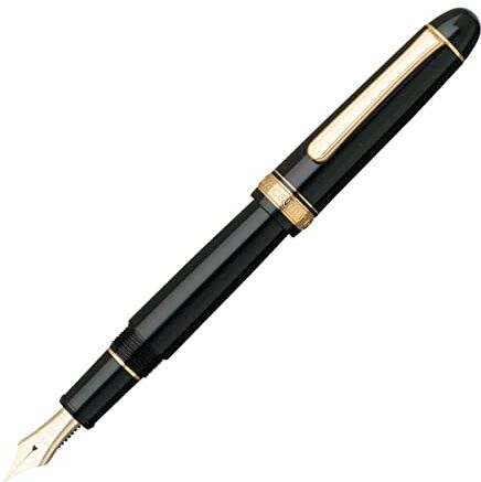 Platinum Penna stilografica giapponese #3776 Century Gold Trim Black in nero/0,28-0,34 mm/fatta a mano, pennino in oro 14 carati/con confezione regalo/penna stilografica