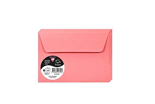 Clairefontaine Pacco da 20 Buste autoadesive Formato C6 11,4x16,2cm 120g/m² Color rosa litchi -Inviti Eventi e Corrispondenza Gamma Pollen Carta Premium Liscia