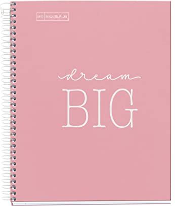 Miquelrius Notebook Messages, 1 striscia di colore, A5, 100 fogli con strisce orizzontali da 7 mm, carta 90 g, 2 fori, copertina in cartone rigido, colore rosa