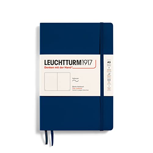 LEUCHTTURM1917 Taccuini Medium (A5), Copertina morbida, 123 pagine numerate, Blue Mare, Bianco