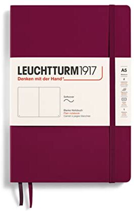 LEUCHTTURM1917 Taccuini Medium (A5), Copertina morbida, 123 pagine numerate, Port Red, Bianco