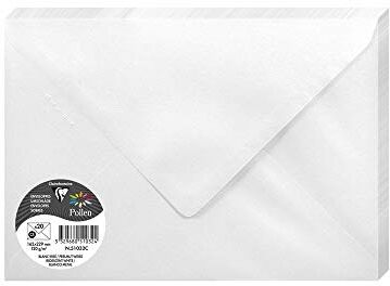 Clairefontaine Pacco da 20 Buste gommate Formato C5 (16,2x22,9cm) 120g/m² Colore bianco iridescente -Inviti Eventi e Corrispondenza Gamma Pollen Carta Premium Liscia