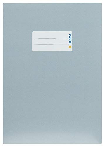 HERMA Copertina per quaderni, formato A5, in cartone grigio, con etichetta in carta robusta e extra resistente, copertina per quaderni scolastici, colorata