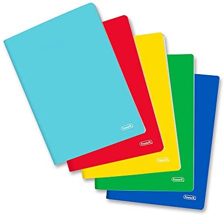 Favorit cf.5 Quaderni A4, Copertina Monocolore, A Righe 1R, Carta 80g/Mq, rosso, giallo, blu, verde, turchese