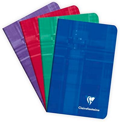 Clairefontaine Un Carnet Agrafé 7, 5x12 cm 48 pagine a righe, es Carta bianca 90 g copertina in carta laminata colore casuale