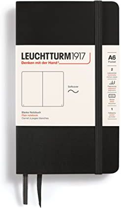 LEUCHTTURM1917 305477 Taccuini Pocket (A6), Copertina morbida, 123 pagine numerate, Bianco, Nero