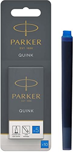 Parker Quink 1950382, ricarica per penna stilografica Pacco da 5 Confezione da 5 Washable Blue