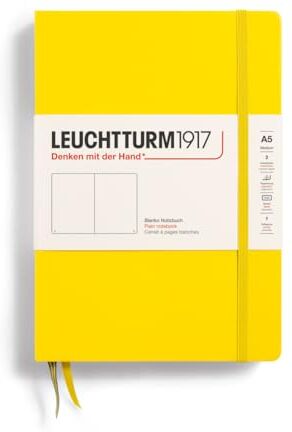 LEUCHTTURM1917 Taccuini Medium (A5), Copertina rigida, 251 pagine numerate, Giallo Limone, Bianco