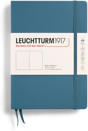 LEUCHTTURM1917 Taccuini Medium (A5), Copertina rigida, 251 pagine numerate, Stone Blue, Bianco