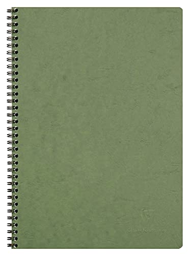 Clairefontaine collezione Age Bag Quaderno a spirale verde A4 21x29,7 cm 100 pagine a righe con margini Carta Bianca 90 g Copertina in carta Lustrée a grana grossa effetto cuoio