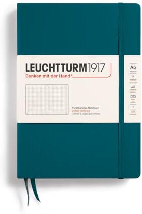 LEUCHTTURM1917 Taccuini Medium (A5) Copertina rigida, 251 pagine numerate, Puntini, Pacific Green