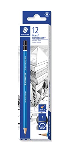 Staedtler Matite Mars Lumograph, Confezione Da 12 Matite Da Disegno, Gradazione B, Grigio