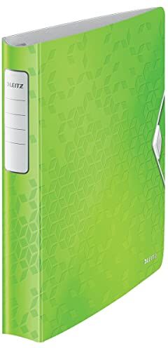 Leitz Active WOW Raccoglitore a 4 Anelli SoftClick, Formato A4, Dorso 5.2 cm, Chiusura a Elastico, Polyfoam leggero, Verde