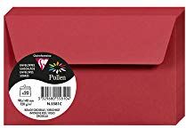 Clairefontaine Pacco da 20 Buste autoadesive Formato 9x14cm 120g/m² Colore rosso ribes -Inviti Eventi e Corrispondenza Gamma Pollen Carta Premium Liscia