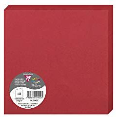 Clairefontaine Pacco da 25 Cartoncini Piegati Formato Quadrato 16x16cm 210g/m² Colore rosso ribes Biglietti di invito e Corrispondenza Gamma Pollen Carta Premium Liscia