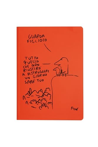 Design24 Quaderno GLI SCARABOCCHI DI MAICOL&MIRCO Grafica "Figliolo", Copertina Rossa, 100 Pagine Bianche, Carta 100% Ecologica, Formato A5, 15x21cm