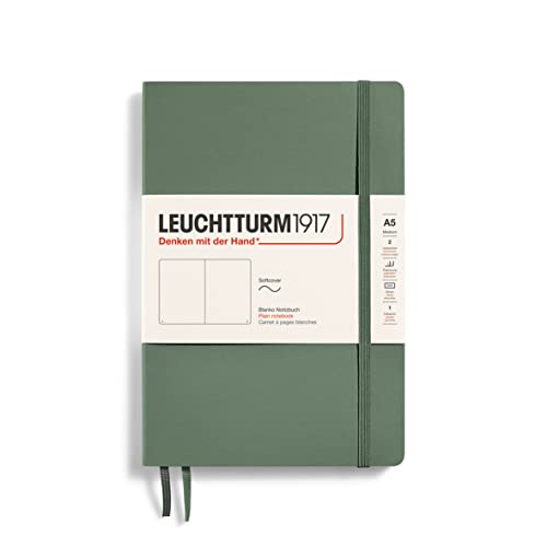 LEUCHTTURM1917 Taccuini Medium (A5), Copertina morbida, 123 pagine numerate, Olive, Bianco