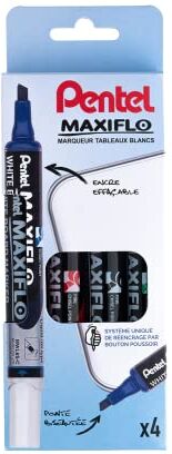 Pentel Maxiflo tasca 4 pennarelli Lavagna Media Nero, Blu, Verde, Rosso Punta smussata Nero, blu, rosso, verde