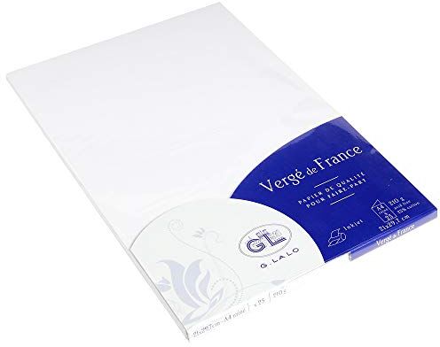 Clairefontaine Lalo  Pacco da 25 biglietti pliées 21x29,7 cm 210g, Vergata di Francia, Extra-Bianco