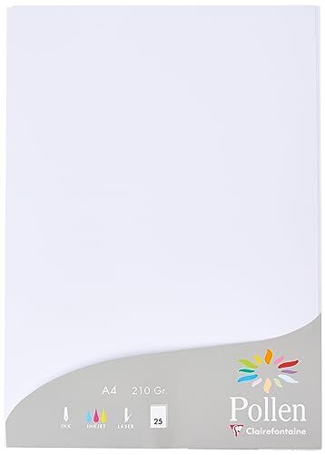 Clairefontaine Astuccio da 25 fogli Formato A4 (21x29,7cm) 210g/m² Colore Bianco Inviti Eventi e Corrispondenza Gamma Pollen Carta Premium Liscia