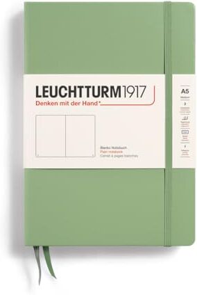 LEUCHTTURM1917 Taccuini Medium (A5), Copertina rigida, 251 pagine numerate, Sage, Bianco