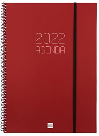 finocam Agenda 2022 settimanale verticale da gennaio 2022 a dicembre 2022 (2 mesi) E40-20 x 297 mm spirale opaca bordeaux spagnolo