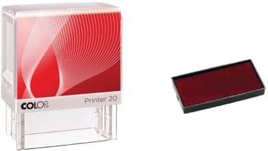 Colop Timbro inchiostrante personalizzato 4 righe  Printer 20 38x14mm per indirizzo e ragione sociale Rosso