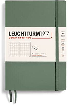 LEUCHTTURM1917 Taccuini Medium (A5), Copertina morbida, 123 pagine numerate, Olive, Puntini