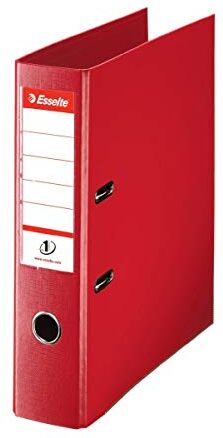 Esselte N. 1  Raccoglitore a leva, in plastica, formato A4, 75 mm, confezione da 10, colore: Rosso