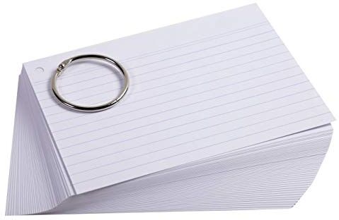 Exacompta Rif  Bristol Revision Flashcard con anello (confezione da 50 carte) A6 (105 x 148 mm) in dimensioni, fogli perforati, righe rigate colore casuale