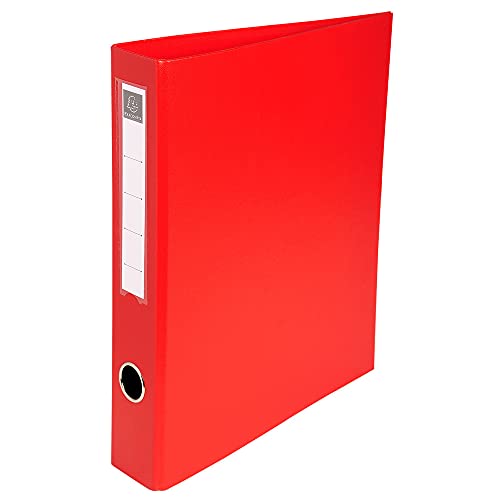 Exacompta 1 Raccoglitore Foderato Rigido in PVC 4 Anelli a D 40 mm in Terza di Copertina Dorso 60 mm Formato Esterno 29x32 cm per A4 Maxi Rosso