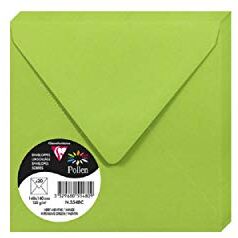 Clairefontaine Pacco da 20 Buste gommate Formato Quadrato 14x14cm 120g/m² Colore verde menta -Inviti Eventi e Corrispondenza Gamma Pollen Carta Premium Liscia