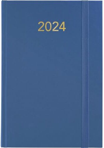 Grafoplás Agenda 2024 Giorno per Pagina   Blu   Coperture Imbottite Vinile   Gomma di chiusura verticale   Punto di lettura   14,5 x 21 cm   Annuale   Serie Firenze