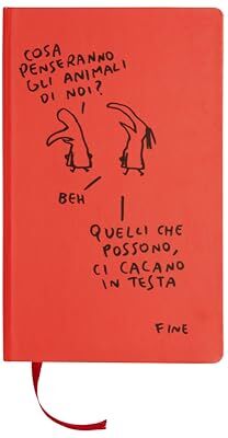 Design24 Taccuino GLI SCARABOCCHI DI MAICOL&MIRCO Grafica "Cacca", Copertina Rossa con Elastico Nero, 240 Pagine Bianche, Carta 70gr 100% Ecologica, 13x21cm