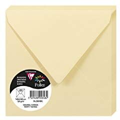 Clairefontaine Pacco da 20 Buste gommate Formato Quadrato 14x14cm 120g/m² Colore camoscio -Inviti Eventi e Corrispondenza Gamma Pollen Carta Premium Liscia