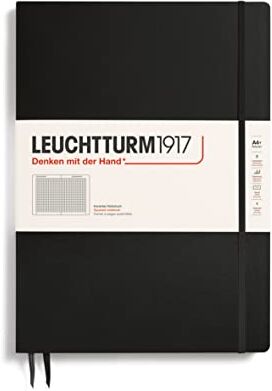 LEUCHTTURM1917 310174 Taccuini Master Slim (A4+), Copertina rigida, 123 pagine numerate, Nero, Quadretti