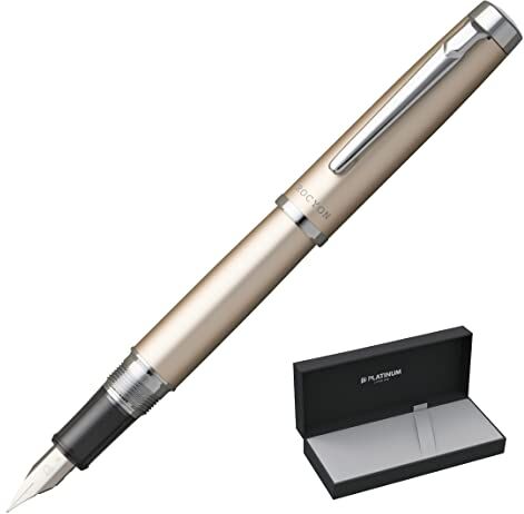 Platinum Procyon PNS-8000#78 Penna stilografica/pennino taglie F, colore: oro champagne/fatto a mano, con confezione regalo/penna stilografica