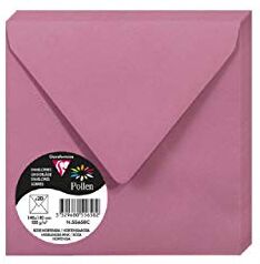 Clairefontaine Pacco da 20 Buste gommate Formato Quadrato (14x14cm) 120g/m² Colore rosa shocking -Inviti Eventi e Corrispondenza Gamma Pollen Carta Premium Liscia