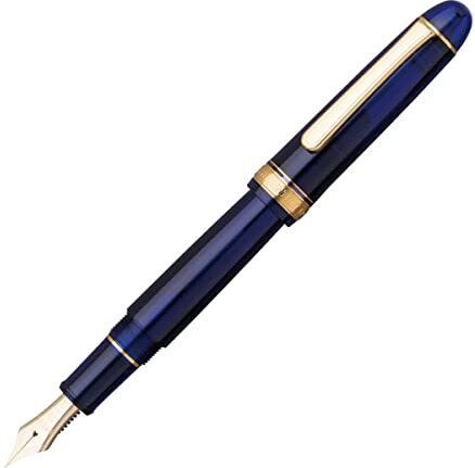 Platinum Penna stilografica giapponese #3776 Century Gold Trim Chartres Blue C/Blu/0,54-0,64 mm/Fatto a mano/penna in oro 14 carati/con confezione regalo/penna stilografica,