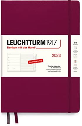 LEUCHTTURM1917 Agenda settimanale e taccuino Composition (B5) 2023, 12 mesi, Port Red, tedesco,