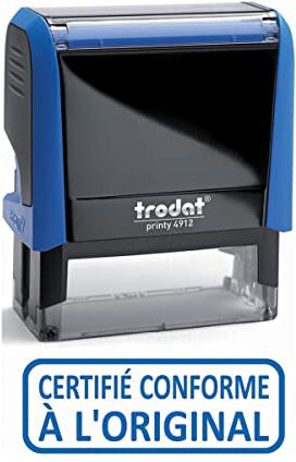 Trodat 4912 X-Print Timbro con scritta [in lingua francese]"CERTIFIÉ CONFORME A l'ORIGINAL", pittogramma bianco e scritta blu