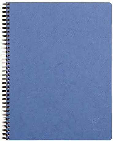 Clairefontaine collezione Age bag Quaderno a spirale blu A4+ 22,5x29,7 cm 160 pagine staccabili a righe Carta Bianca 90 g Copertina in carta Lustrée a grana grossa effetto cuoio