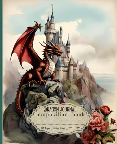 ART Dragon Journal: Composition Notebook Aesthetic, 7.5" x 9.25", 110 pages, Vintage Illustrations, Lined Notebook for School, College, and Work