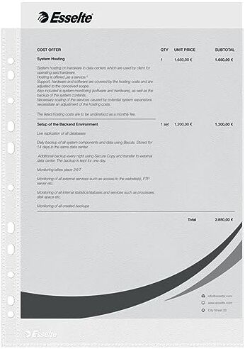 Esselte , buste standard Scatola da 100 A4 Transparent